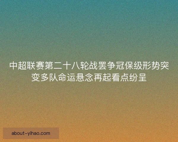 中超联赛第二十八轮战罢争冠保级形势突变多队命运悬念再起看点纷呈 中超联赛第二十八轮战罢争冠保级形势突变多队命运悬念再起看点纷呈