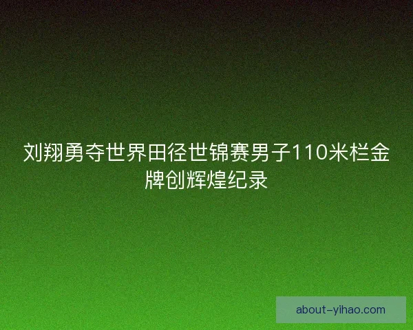 刘翔勇夺世界田径世锦赛男子110米栏金牌创辉煌纪录 刘翔勇夺世界田径世锦赛男子110米栏金牌创辉煌纪录